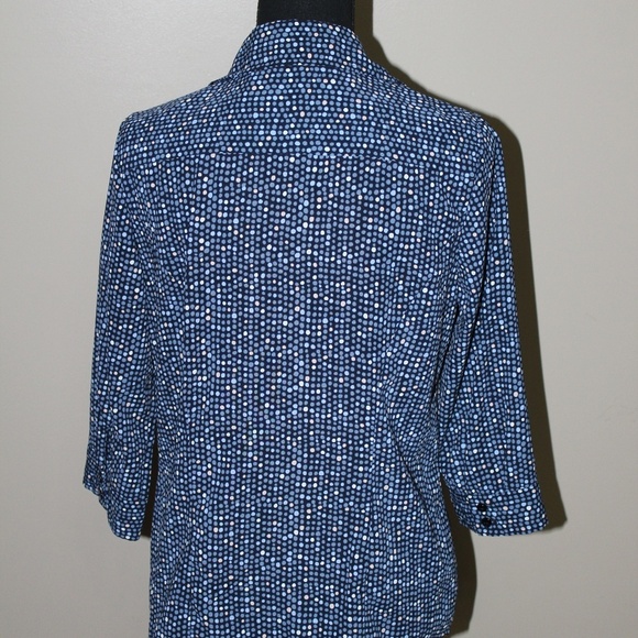 Laura Scott Petite Pock-a-Dot 3/4 Sleeve Blouse - Picture 4 of 8